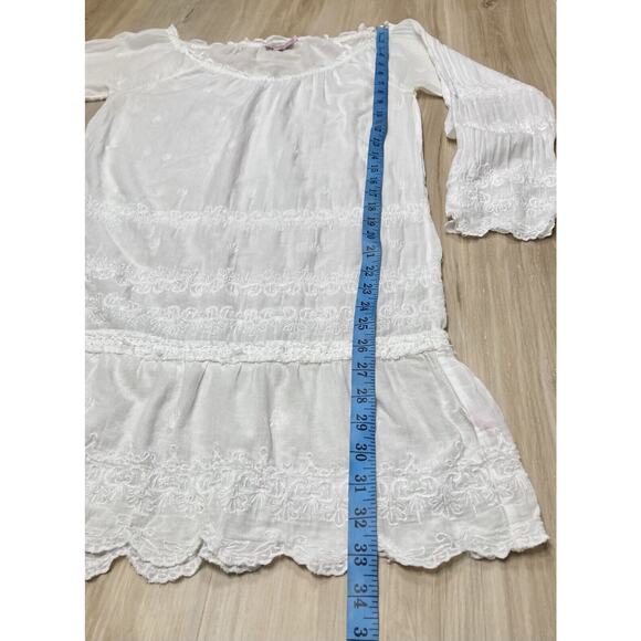 Calypso St Barth sz XS Sheer White Embroidered Tunic Dress Cotton Scoop Neck - Picture 10 of 15